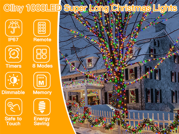 Ollny 1000 LED 330 FT Christmas lights