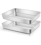 Leonyo Rectangular Cake Pan, 12? x 9¾ x 2 Inch Stainless Steel Baking Trays, Nonstick &amp; Oven Safe...