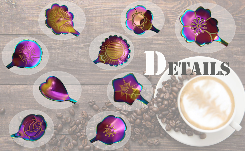 9 Pcs Flower Spoon Coffee Teaspoon Set