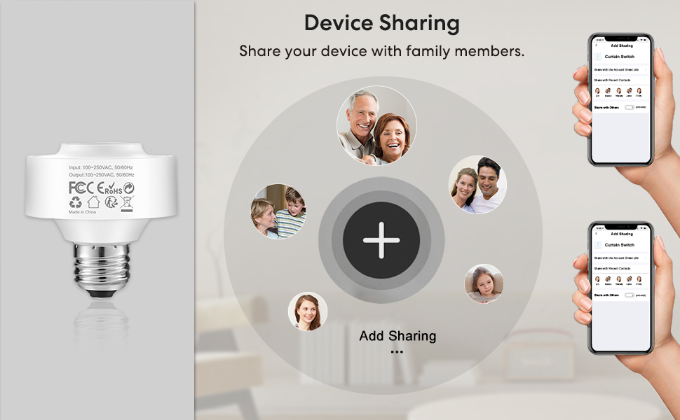Device sharing feature allows multiple smartphones to control the same device collectively.