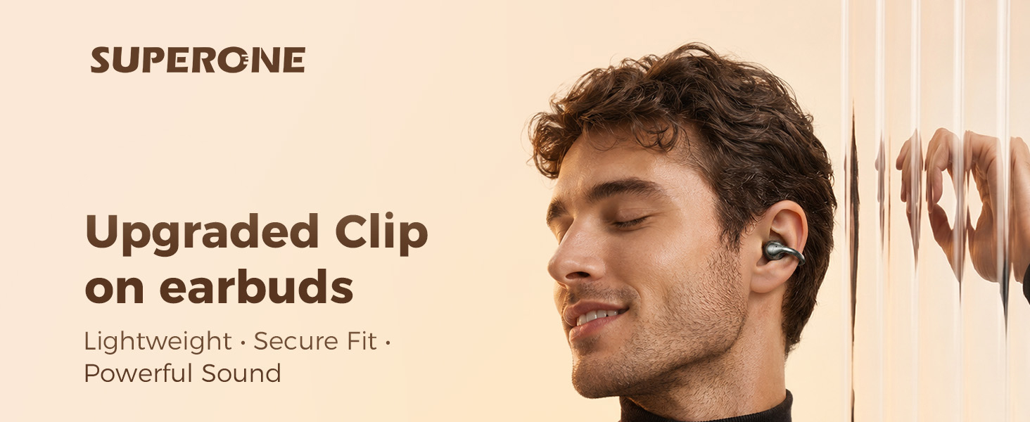 Upgraded Clip on earbuds Lightweight • Secure Fit • Powerful Sound