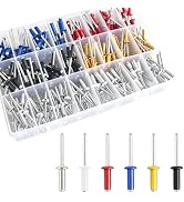 Wensilon(324Pcs) six colors blind pro Rivets Kit,Aluminum Grip and Steel Mandrel Set.Red, Blue, W...