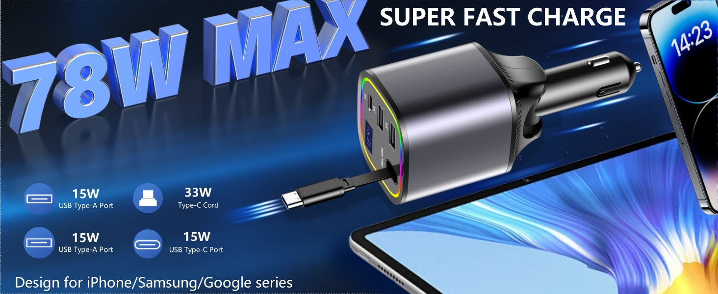 car charger usb c fast charge fast car charger car usb charger multi port