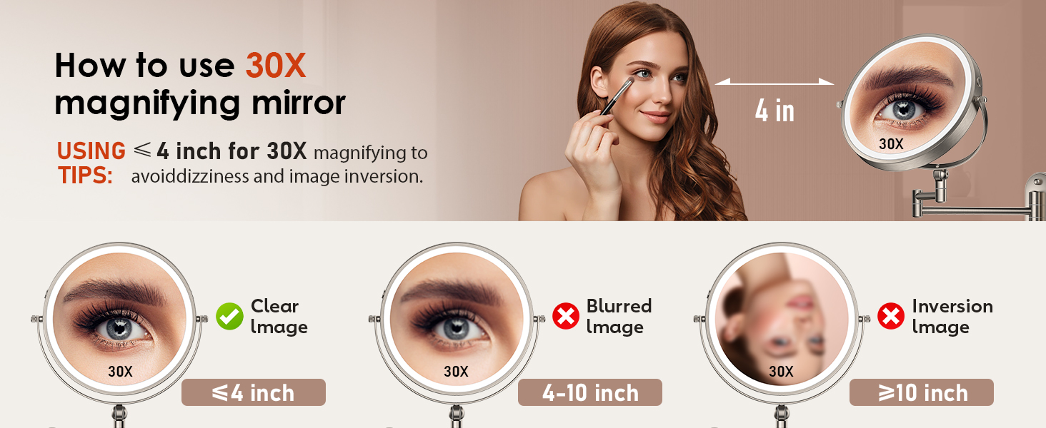 Wall Mounted Lighted Makeup Mirror Magnifying Mirror with Light