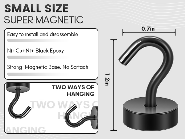 Size of Neosmuk black magnetic hook
