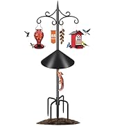 Tegarbed Heavy Duty Double Shepherd Hooks Squirrel Proof for Outdoor with 5-Prong Base, 88inch Ad...