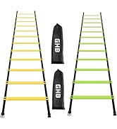 GHB Pro Agility Ladder 2 Pack Agility Training Ladder Speed 12 Rung 20ft with Carrying Bag (Yello...