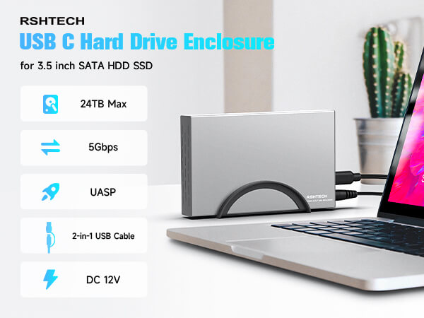 usb c/usb 3.0 to sata external hard drive enclosure 3.5