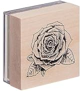 Colour Palette Stamper [Rose] W 2-1/4" x L 2-1/4" 57mm x 57mm, Pre-Inked Wooden Stamper for Craft...
