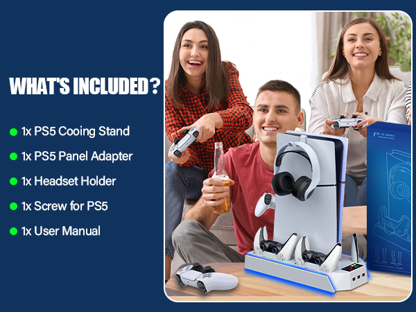 PS5 stand with cooling fan station
