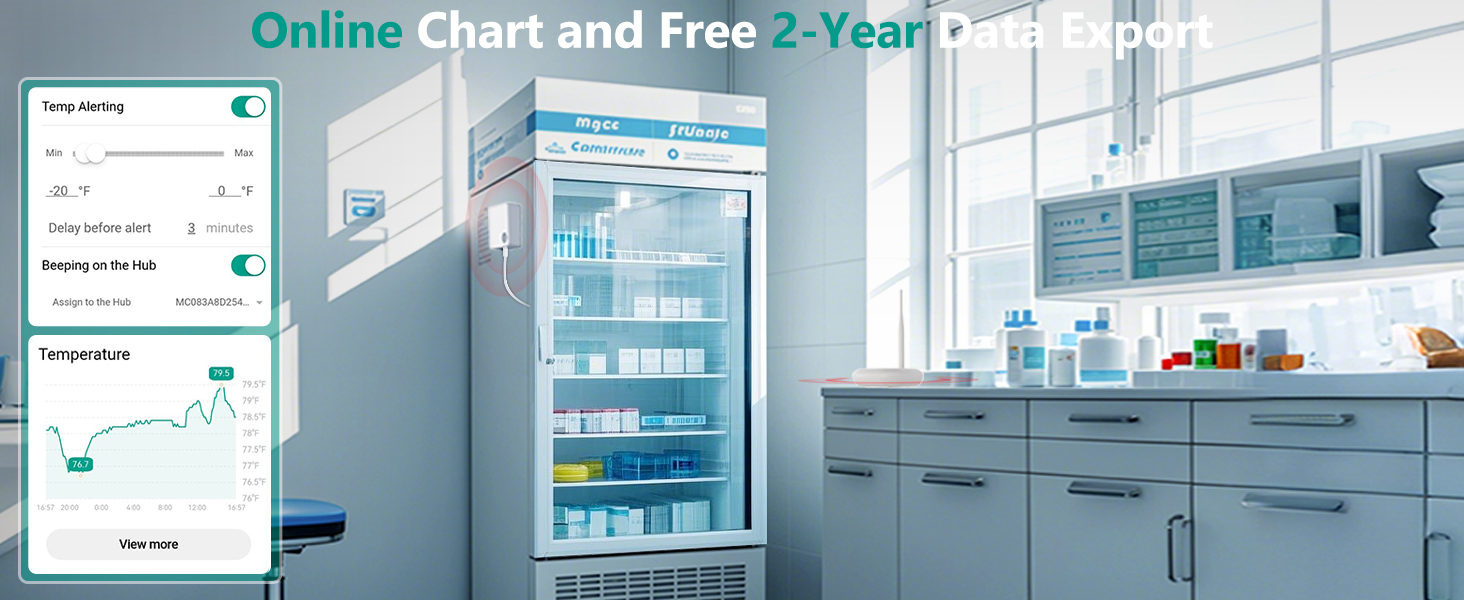 2 Years Data Export: the wifi freezer thermometer alarm, online graphs and export CSV data