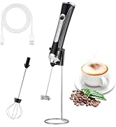 Freebala Handheld Electric Milk Frother with 2 Heads, Coffee Whisk Foam Mixer with USB Rechargeab...