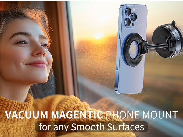 Vacuum Magentic Phone Mount for any Smooth Surfaces