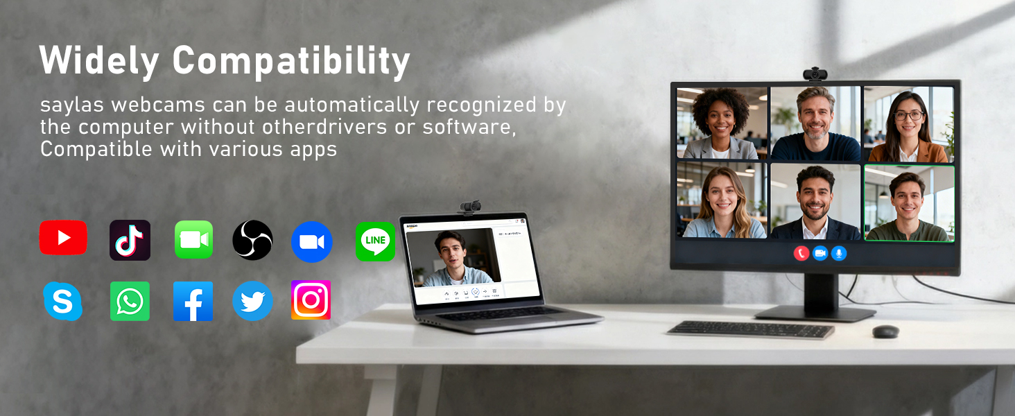 saylas 2.5K Webcam for PC with Microphone
