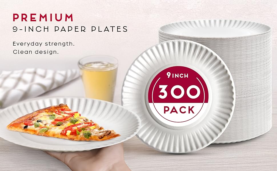 paper plates, disposable plates, paper plates bulk, heavy duty paper plates, paper plates 9 inch