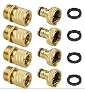 Dalmbox Solid Brass Garden Hose Quick Connect Fittings, 3/4" GHT,Quick Connect Kit, Female &amp;Male ...