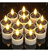 PChero 12 Pack Solar Tea Lights Outdoor Waterproof, Small Solar Lights with Dusk to Dawn Sensor, ...
