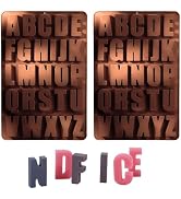 2 Pcs Letter Molds for Chocolate,Alphabet Silicone Molds for Crafts,Reusable Crayon Mold for Wax,...