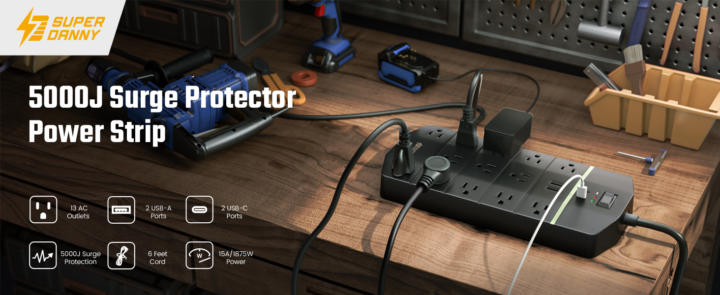 5000j surge protector power strip