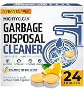 MIGHTY CLEAN Garbage Disposal Cleaner And Deodorizer Tablets 24 Pack - 1 Year Supply Kitchen Sink...