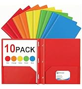 Plastic Two Pocket Folders with Prongs, Letter Size 8.5 x 11, Water Resistant Tear Resistant, Bus...