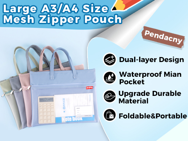 A3 A4 Size Mesh Zipper Pouch