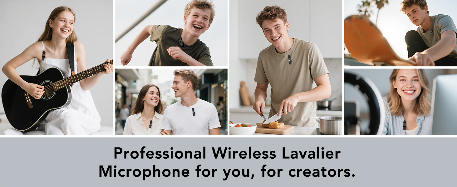 HEHOTTC 3 in 1 Mini Wireless Lavalier Microphone for All Devices