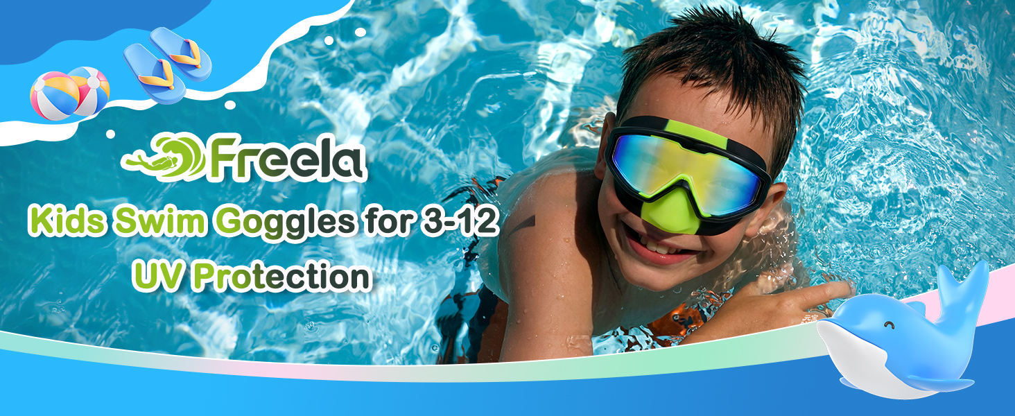 freela kids swim goggles for 3-12