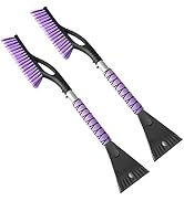 OUSHASAA 27" Snow Brush and Ice Scrapers for Car Windshield 2 Pack |Scratch-Free Bristle Head PVC...