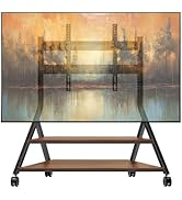 Stainless Steel Art Rolling TV Cart with Wheels, Mobile TV Stand for 50-100 Inch TVs, Heavy Duty ...
