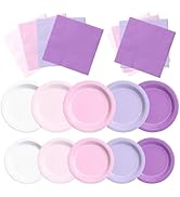 CMUSKO Pink and Purple Decorations-60Pcs Purple Pink Plates and Napkins Lavender Light Pink Table...