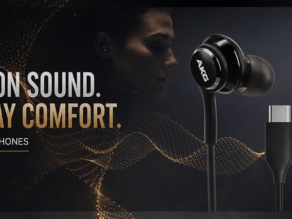 Black AKG USB-C wired earphones
