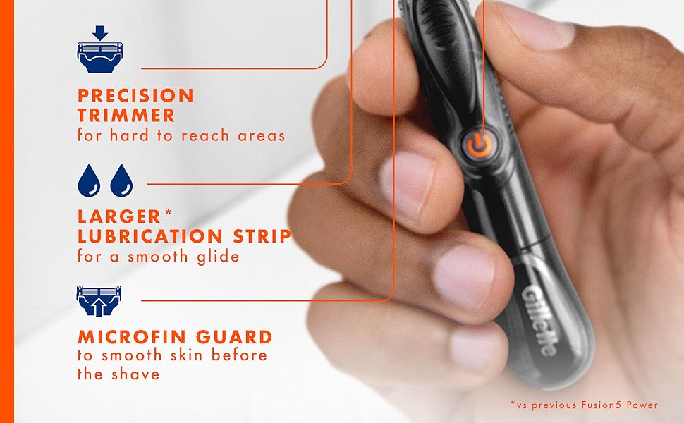 Gillette Fusion5 Power razor&amp;#39;s lubrication strip and microfin guard features smooth skin