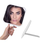 YEAKE Hand Mirror with Handheld Metal Stand, Table Desk Makeup Mirror Portable Travel for Multi-H...