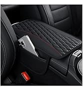 IHOTDER Patchwork Leather Center Console Covers for Cars,Upgraded Arm Rest Cover for Car with Sid...