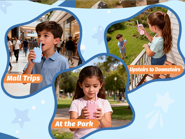 USB-C rechargeable kids walkie talkies with noise reduction clear audio volume control