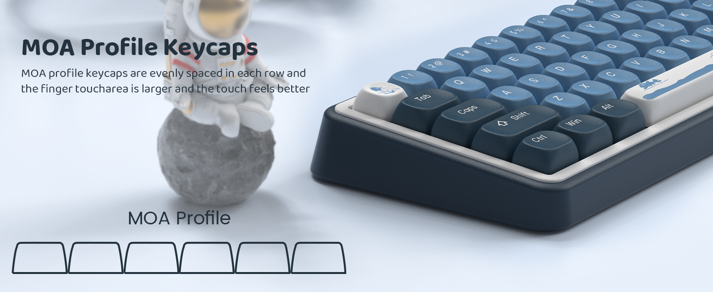 Apollo PBT Keycap Set,Blue/Dark Blue/White Custom Keycaps, Dye Sublimation Keyboard caps,MOA Profile