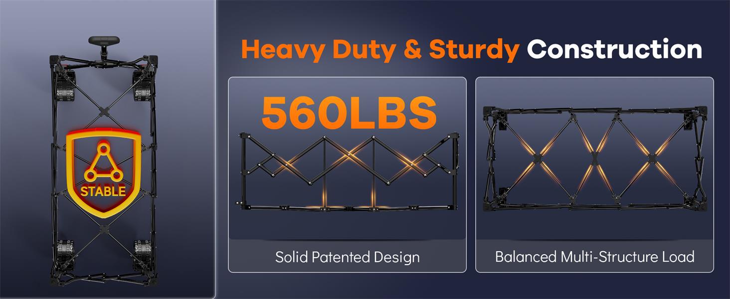 study heavy duty foldable cart with 360LBS load capacity