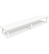 TEAMIX White Dual Monitor Riser for 2 Monitors-42inch, Wood Desktop Dual Stand with Metal Legs, L...