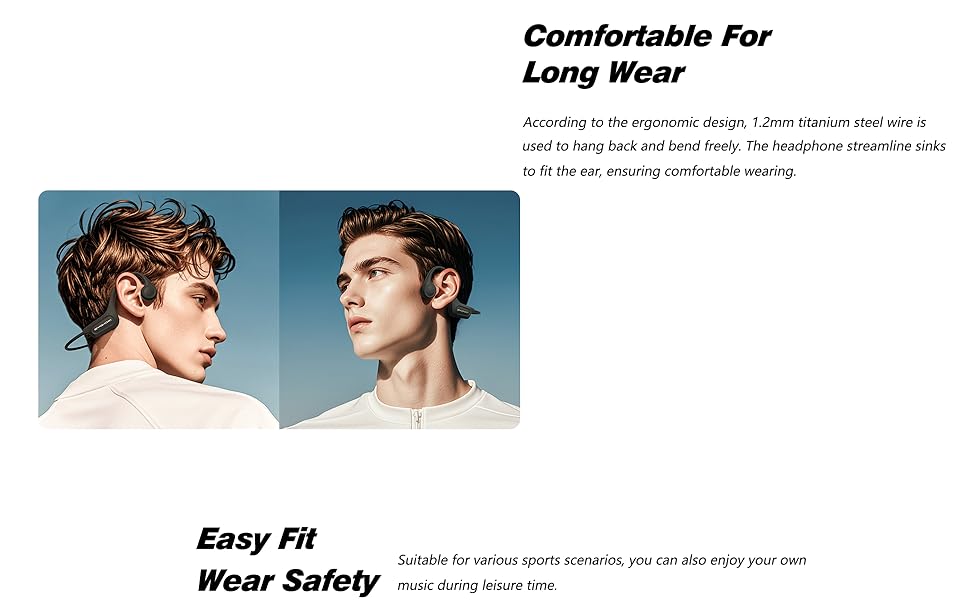 Ultra-Comfortable Open-Ear sport Headphones for Running,Cycling,Gym,8Hr Premium Sound Bluetooth5.3