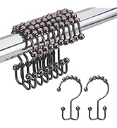 Amazer Shower Curtain Rings, Rust-Resistant Metal Double Shower Hooks for Curtain Rolling Shower ...