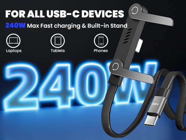 240w usb-c charge cable 240w ultra-fast charging cable with stand 240w stand data cable