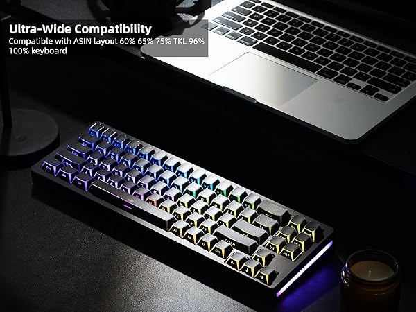 PBT Shine Through Keycaps Manga White, OEM Profile Side Printed Custom Key caps