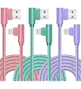 iPhone Charger, Apple MFi Certified 3Pack 6FT Lightning Cable, 90 Degree Fast Charging Cables Cor...