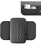 Foelony Car Center Console Cover, 7.56" x 11.81" Leather Armrest Seat Box Protector with 2 Storag...
