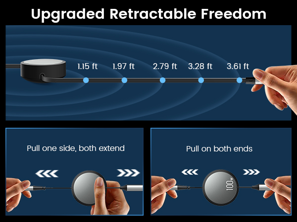 industry-leading revolutionary retractable mechanism 5 adjustments multi charging cable usb c