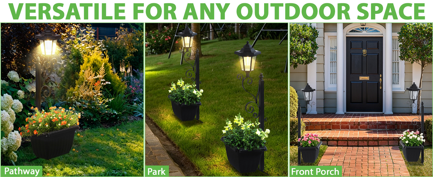 Outdoor Flower Pots Solar Post Lamps Solar Lamp Post Lights Decorative Lamp for Garden, Patio