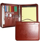 FORTAVEM Faux Leather Portfolio with Handle – 3-Ring Padfolio Organizer for 13.9" Laptop/Tablet, ...