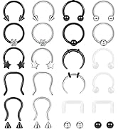 ONESING 20-30 Pcs Septum Rings 16G Septum Jewelry Surgical Steel Septum Piercings Horseshoe Helix...