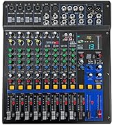 5 Core Audio Dj Mixer • 12 Channel Professional Stereo Sound Board Console • w 99 DSP Effect • US...